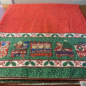 VINTAGE‎ LEACOCK  & CO. FUN CHRISTMAS TABLE CLOTH 58" X 80" TOY LAND EUC! USA